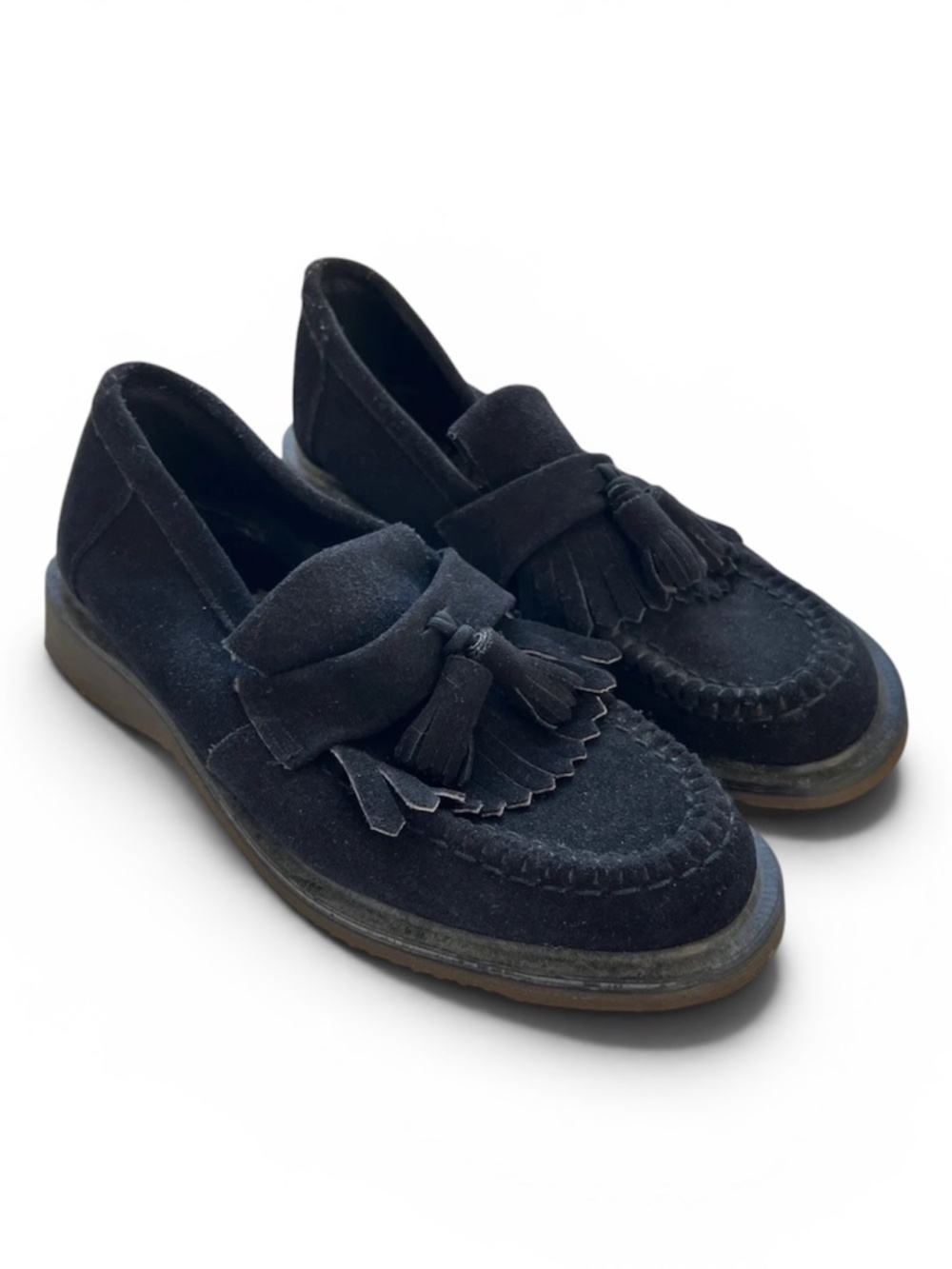 Shoes Loake X Dr Martens Tasseled Loafers Size 4 UK Black Suede EUC Slip On
